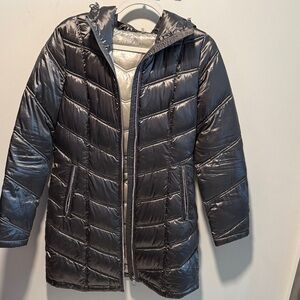 Calvin Klein Shiny Black Quilted Coat